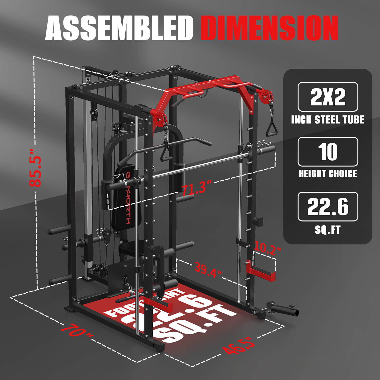 what's size of GW2000 smith machine?